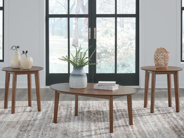 Gordonay 3-Piece Occasional Table Set Brown