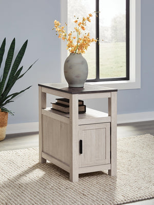 Fendenmore 1-Door Chairside End Table with USB Brown Gray/Antique White