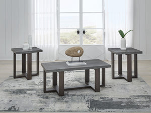 Dynnford 3-Piece Occasional Table Set Gray/Brown