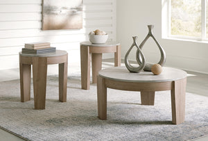 Guystone 3-Piece Occasional Table Set Light Brown