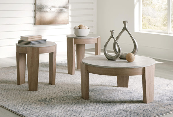 Guystone 3-Piece Occasional Table Set Light Brown