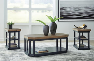 Landocken 3-Piece Occasional Table Set Brown/Blue