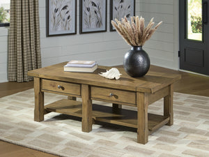 Vandenmore 2-Drawer Rectangle Coffee Table Medium Brown