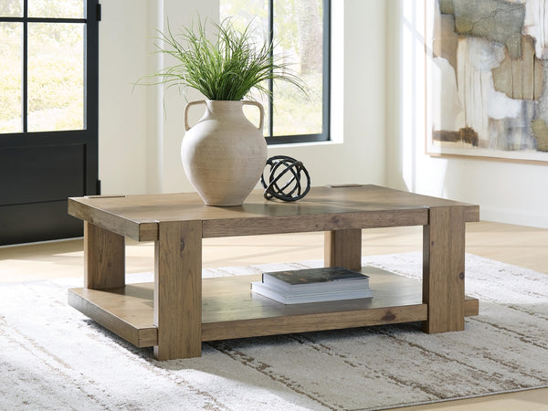 Flangren Rectangle Coffee Table Light Brown