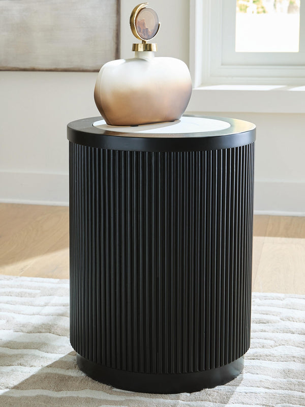 Grayman Round End Table Black