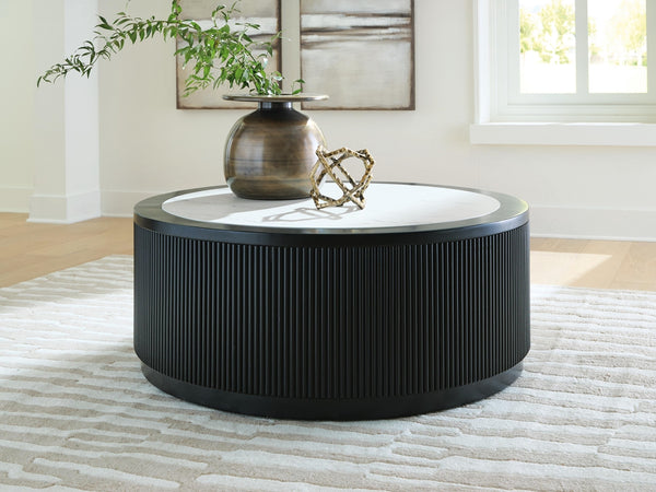 Grayman Round Coffee Table Black