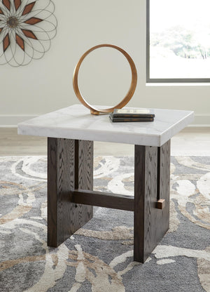 Burkhaus End Table White/Dark Brown