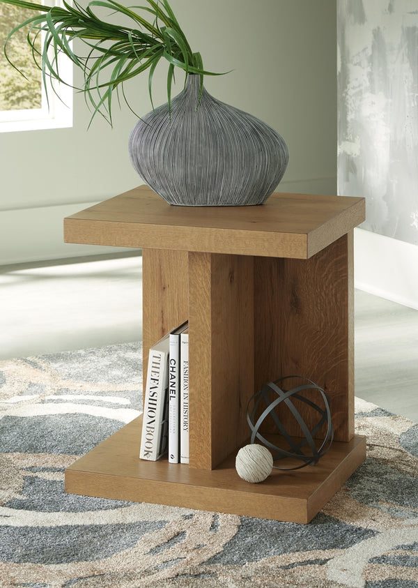Brinstead Chairside End Table with USB Light Brown