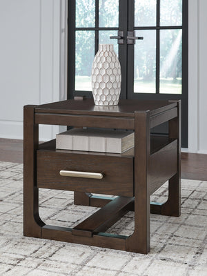 Breckington 1-Drawer End Table Dark Brown