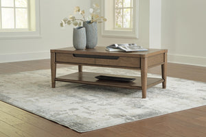 Roanhowe 2-Drawer Rectangle Coffee Table Brown