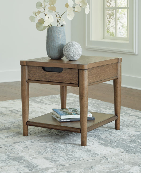 Roanhowe 1-Drawer End Table Brown