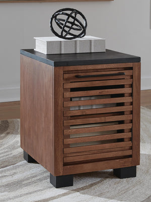 Kallari 1-Door Chairside End Table Warm Brown/Black