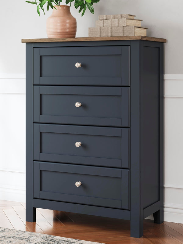 Landocken 4-Drawer Chest Brown/Blue