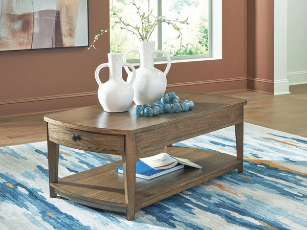 Burkbyer 2-Drawer Rectangle Coffee Table Brown