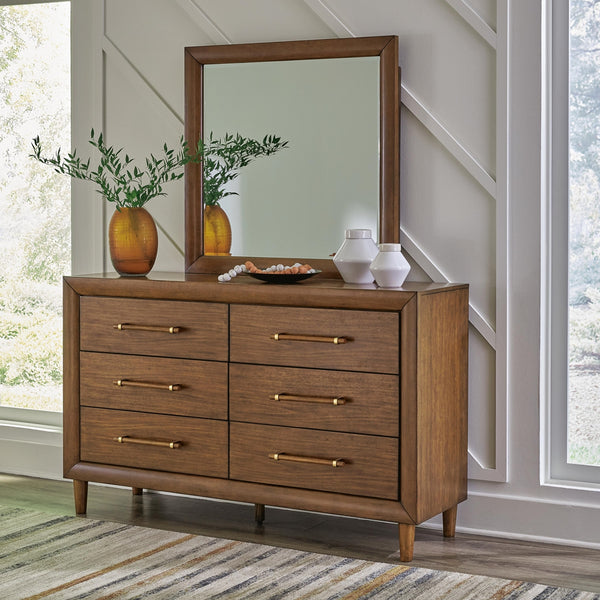 Lyncott 6-Drawer Dresser & Mirror Brown