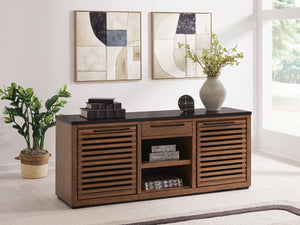 Kallari 2-Door 1-Drawer Credenza Warm Brown/Black