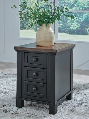 Wildenauer 3-Drawer Chairside End Table with USB Brown/Black