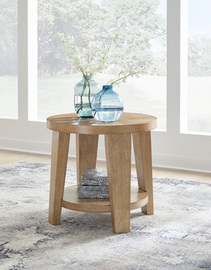 Kristiland Round End Table Light Brown