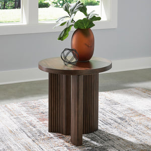 Korestone Round End Table Dark Brown