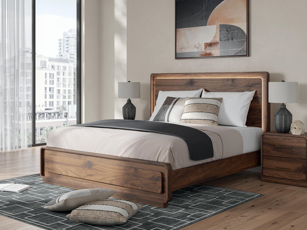 Fortlorn King Panel Bed Walnut Brown