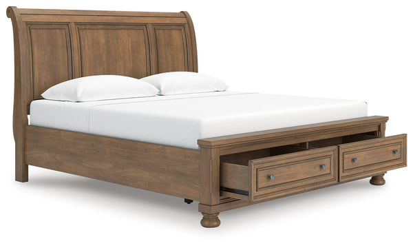 Feddinger King Storage Sleigh Bed Medium Brown