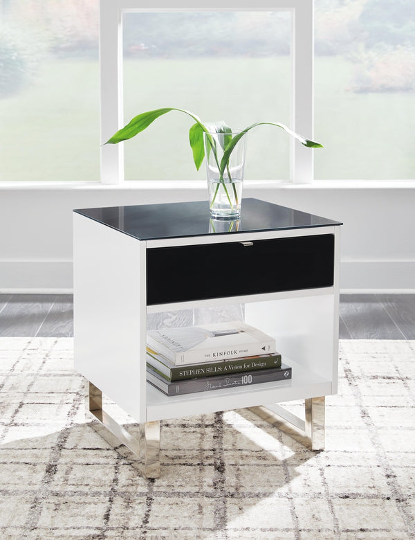 Gardoni 1-Drawer End Table White/Black