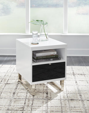 Gardoni 1-Drawer Chairside End Table with USB White/Black