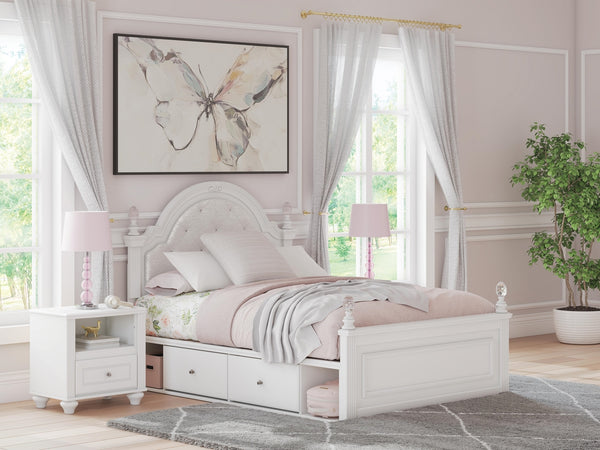 Kozlani Full Upholstered Panel Storage Bed White