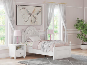 Kozlani Twin Upholstered Panel Bed White