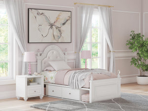 Kozlani Twin Upholstered Panel Storage Bed White