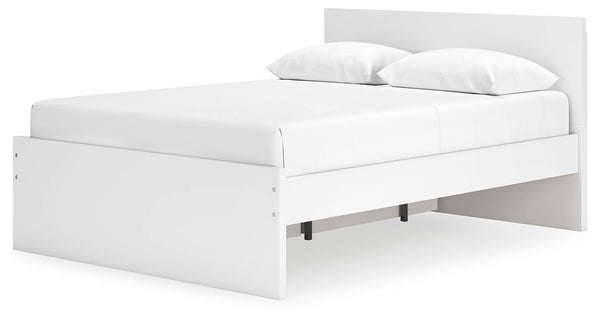 Onita Queen Panel Platform Bed with 1 Side of Storage White