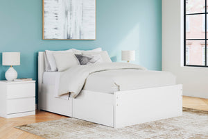 Onita Full Panel Platform Bed with 2 Sides of Storage White