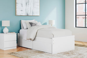 Onita Twin Platform Bed with 1 Side of Storage White