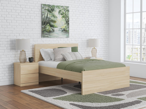 Onita Full Panel Platform Bed with 1 Side of Storage Natural