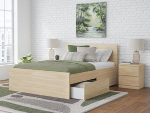 Onita Full Panel Platform Bed with 2 Sides of Storage Natural