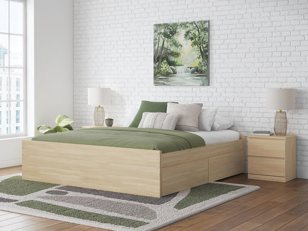 Onita King Platform Bed with 2 Sides of Storage Natural