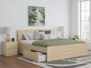 Onita King Panel Platform Bed with 1 Side of Storage Natural