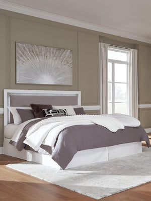 Maeling King Upholstered Panel Headboard White/Gray