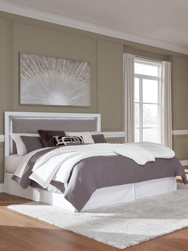 Maeling King Upholstered Panel Headboard White/Gray