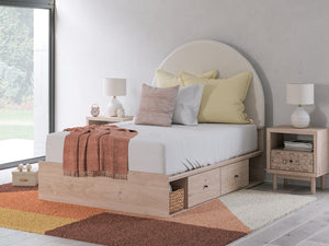 Arloster Full Upholstered Panel Bed with 2-Drawers of Storage Tan/White