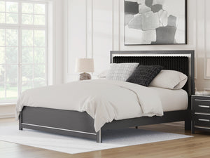 Zuraleus King Upholstered Panel Platform Bed Black