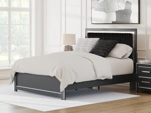 Zuraleus Queen Upholstered Panel Platform Bed Black