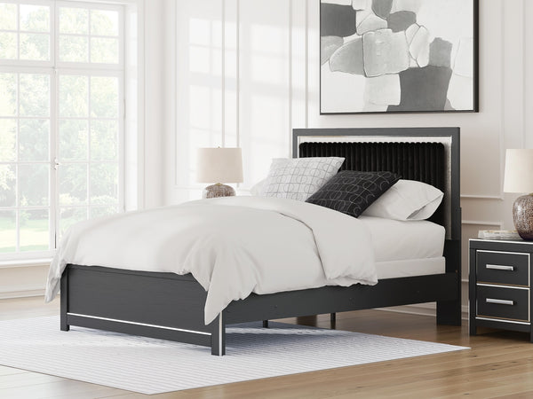 Zuraleus Queen Upholstered Panel Bed Black