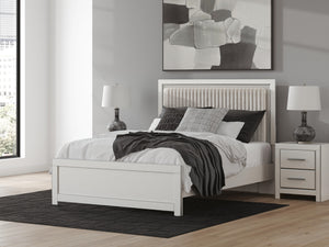 Zuraleus Queen Upholstered Panel Platform Bed White