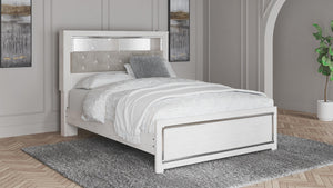 Altyra Queen Panel Bookcase 2-Drawer Storage Bed White