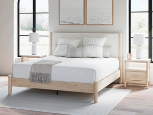 Cadmori King Upholstered Panel Bed Two-tone