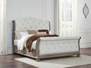 Ardenfield California King Upholstered Sleigh Bed Light Brown