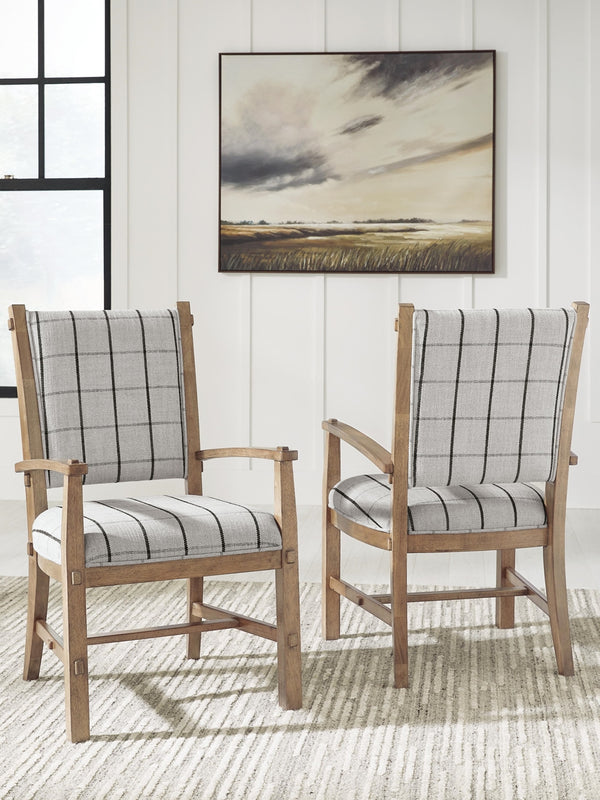Ridgester Upholstered Dining Arm Chair Light Brown