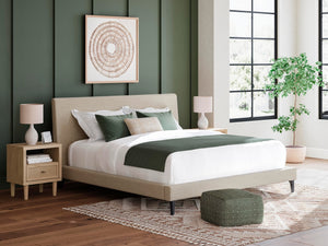 Cielden King Upholstered Bed with Roll Slats Soft Gray