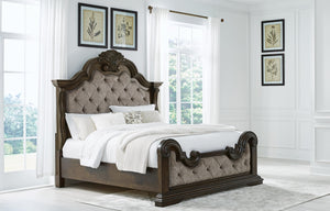 Maylee King Upholstered Bed Dark Brown